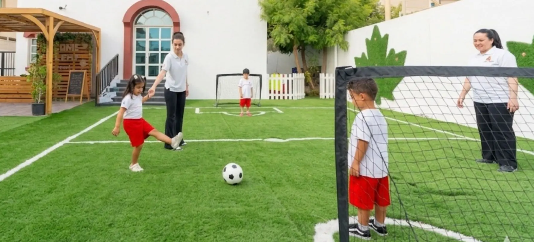 Kids playing outdoor soccer